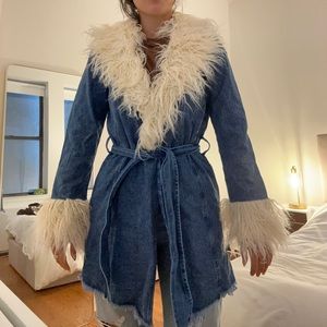 Show Me Your Mumu denim jacket with fur lapel